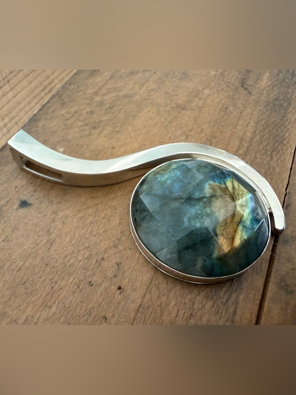 JAY KING DTR STERLING SILVER FACETED LABRADORITE S-CURVE PENDANT